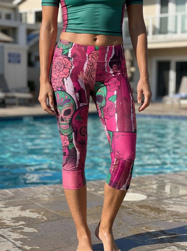 Women's Electric Fuchsia Cempasuchil Capri Leggings