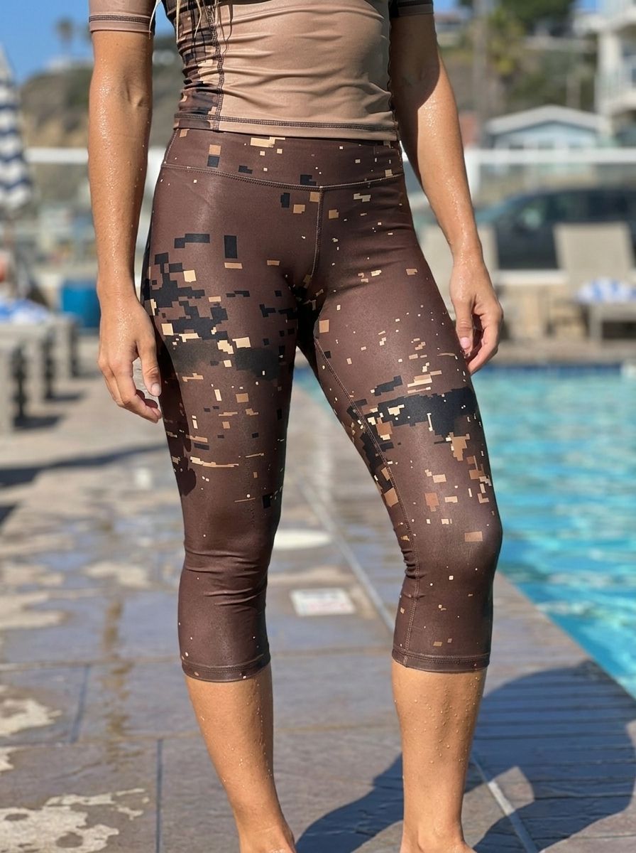 Coffee Bean Flare Capri Leggings Capri Leggings — Lolekai
