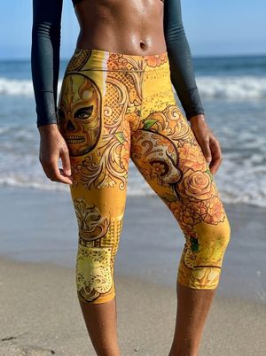 Yellow Catrina Leggings Capri Leggings — Lolekai