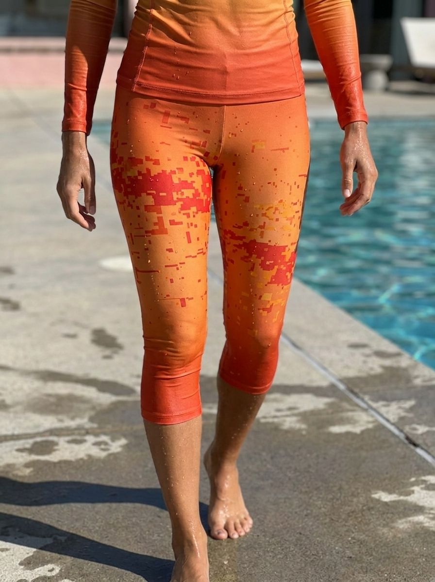 Citrus Orange Ember Leggings Capri Leggings — Lolekai