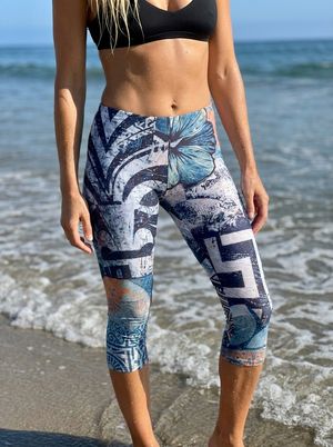 Blue Aura Kanaloa Leggings Capri Leggings — Lolekai