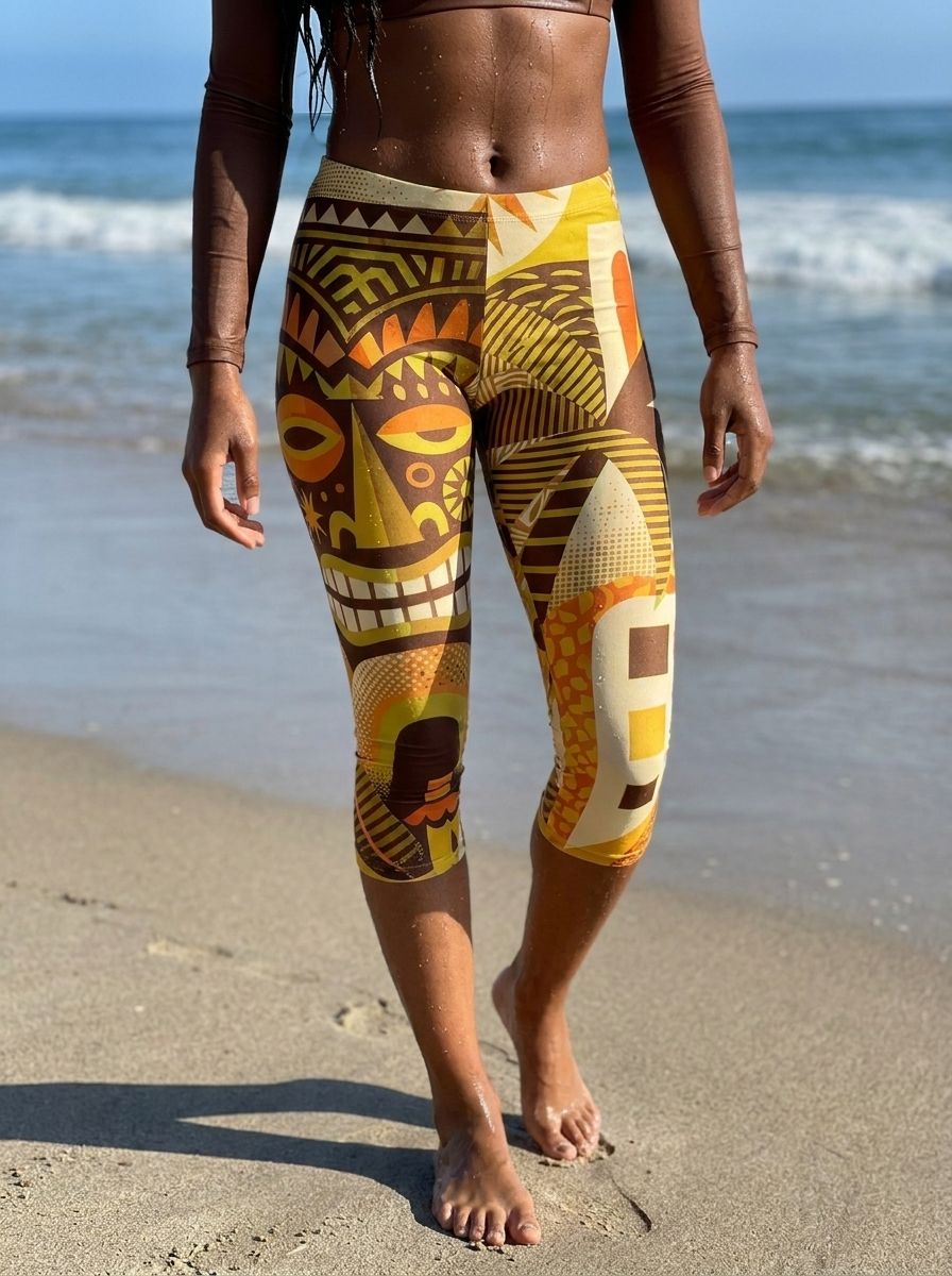 Yellow Makai Leggings Capri Leggings — Lolekai