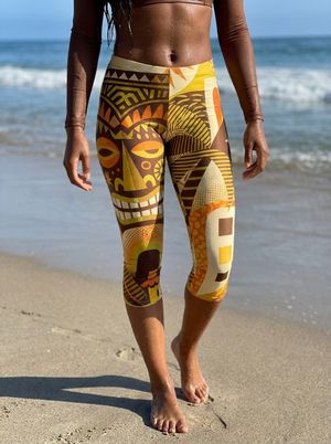 Yellow Makai Leggings Capri Leggings — Lolekai