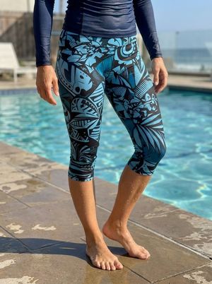 Turquoise Lani Uli Leggings Capri Leggings — Lolekai