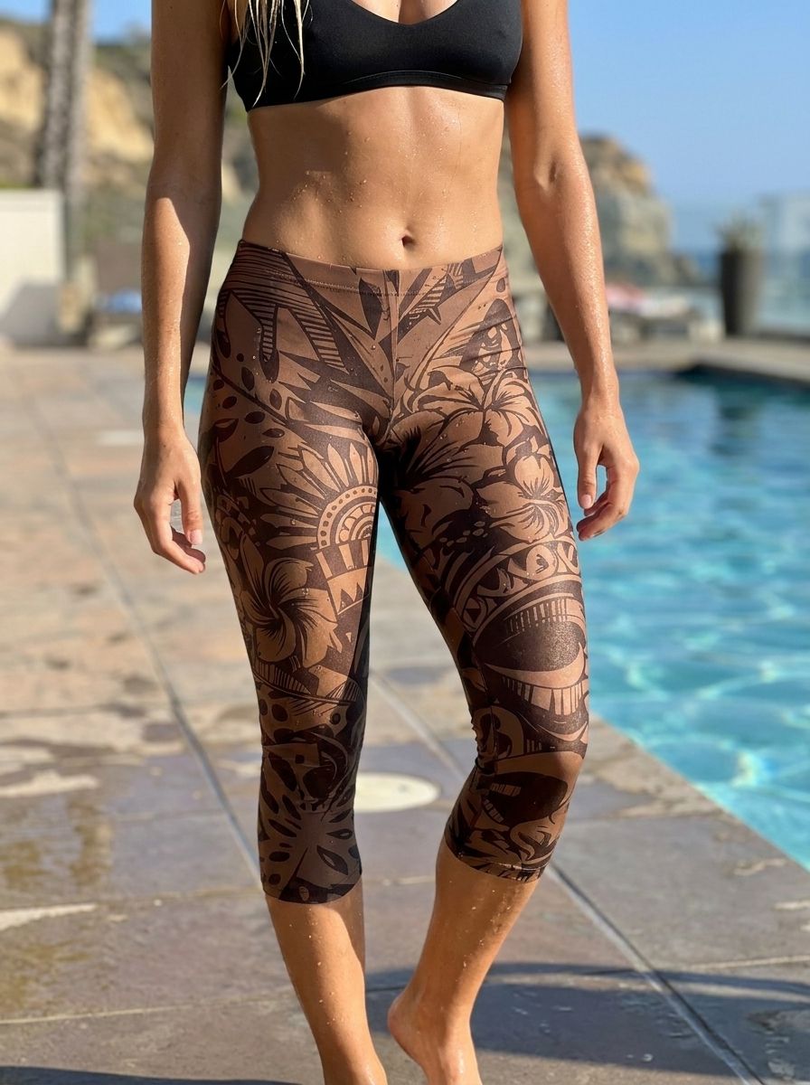 Coffee Bean Honua Uli Leggings Capri Leggings — Lolekai