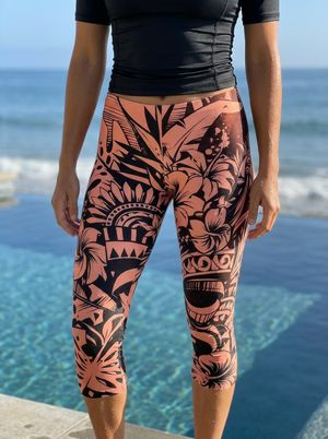 Coral Honua Uli Leggings Capri Leggings — Lolekai