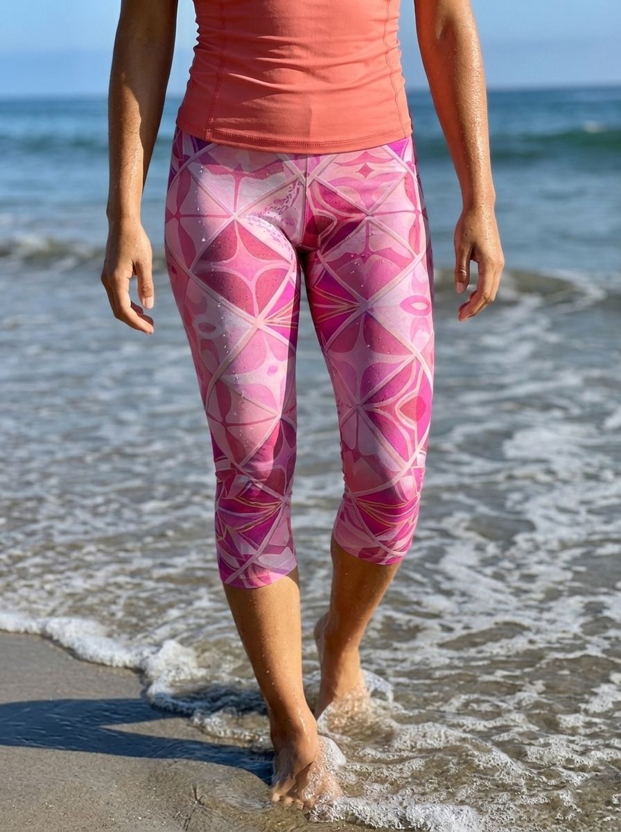 Tea Rose Voltage Capri Leggings Capri Leggings — Lolekai