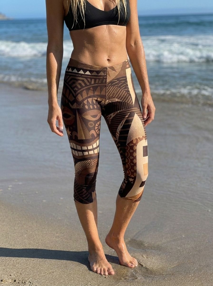 Coffee Bean Makai Leggings Capri Leggings — Lolekai