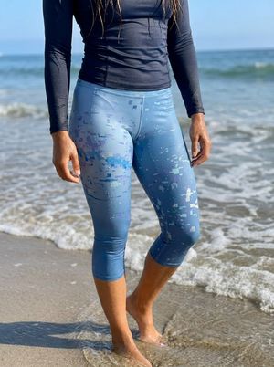 Blue Aura Riptide Leggings Capri Leggings — Lolekai