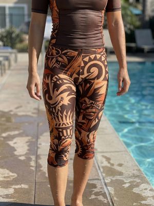 Citrus Orange Nalu Kai swim & gym capri leggings