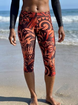 Fiery Red Nalu Kai Capri Leggings Capri Leggings — Lolekai