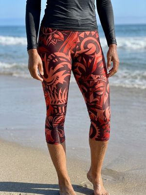 Fiery Red Nalu Kai Leggings Capri Leggings — Lolekai
