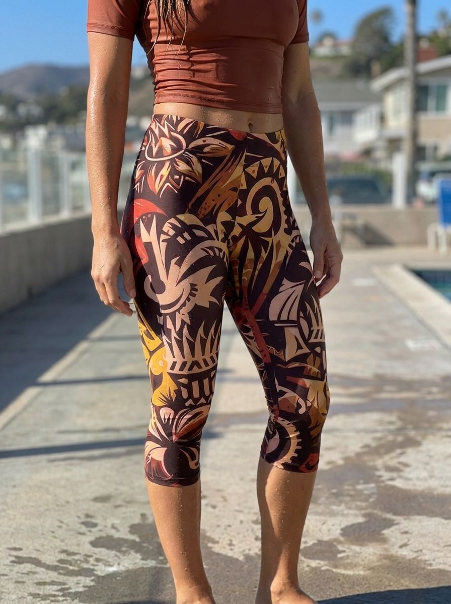 Lava Falls Nalu Lehua Leggings Capri Leggings — Lolekai