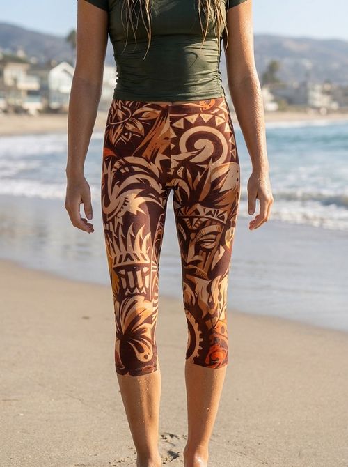Muskmelon Nalu Lehua Capri Leggings Capri Leggings — Lolekai