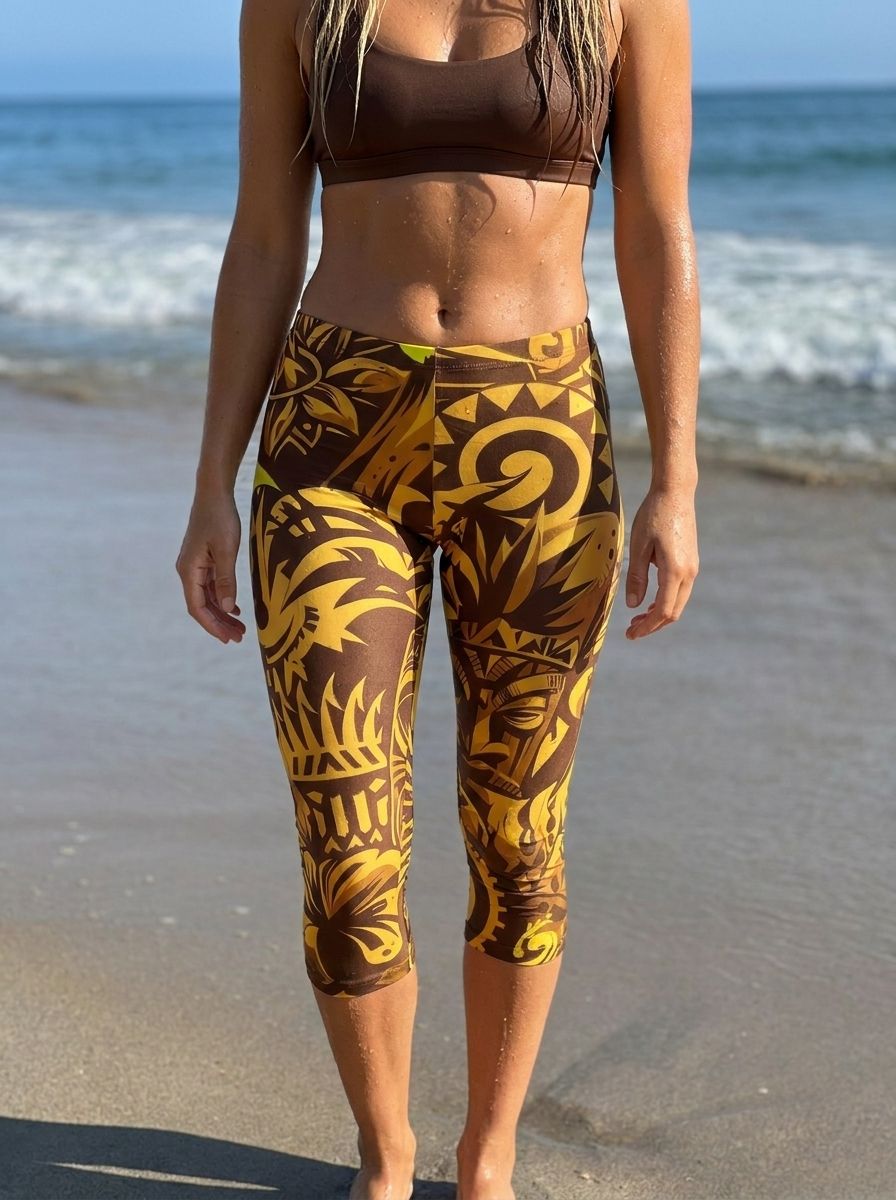 Yellow Nalu Uli Leggings Capri Leggings — Lolekai
