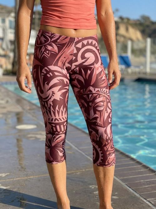 Dusty Rose Nalu Uli Leggings Capri Leggings — Lolekai