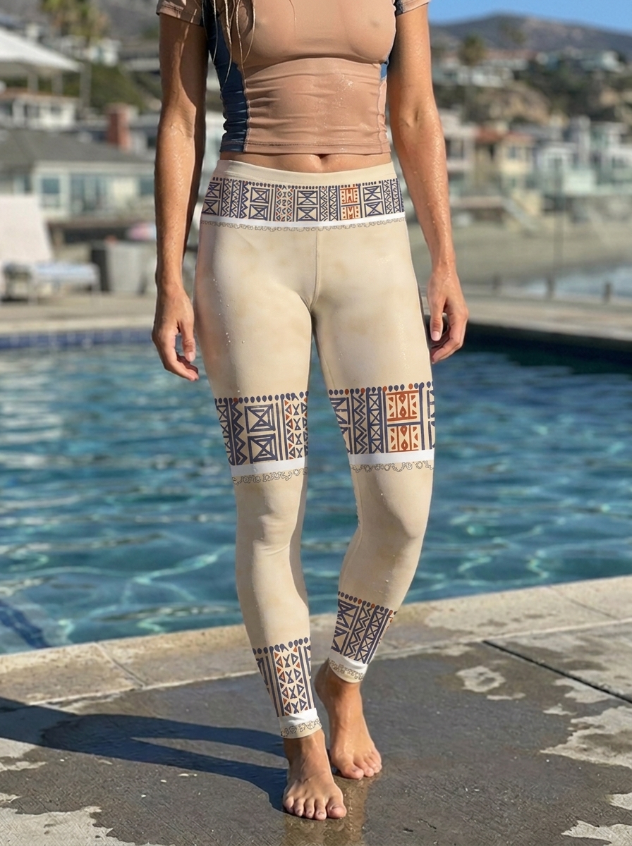 Full Length in Cream / Polynesian Multi Kapa Tapa