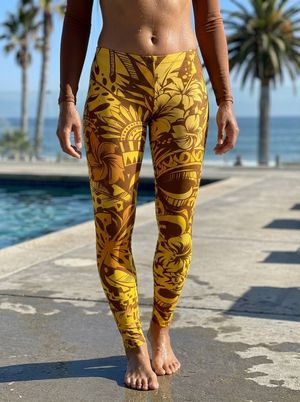 Lemon Yellow Honua Poni Leggings Women's Leggings — Lolekai