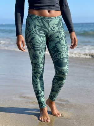 Transformative Teal Honua Lehua Leggings Women's Leggings — Lolekai