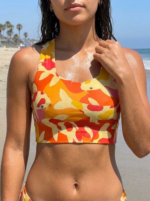 Fluid Harmony Koi Longline Sports Bra