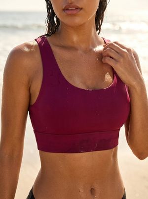 Burgundy Longline Sports Bra Longline Sports Bra — Lolekai