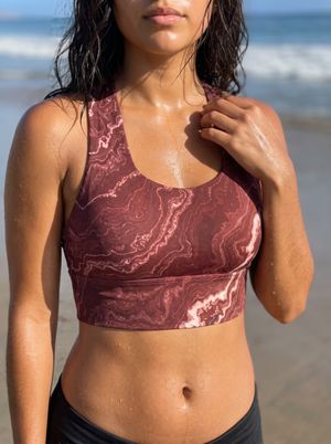 Tea Rose Aura Swim & Gym Bra Longline Sports Bra — Lolekai