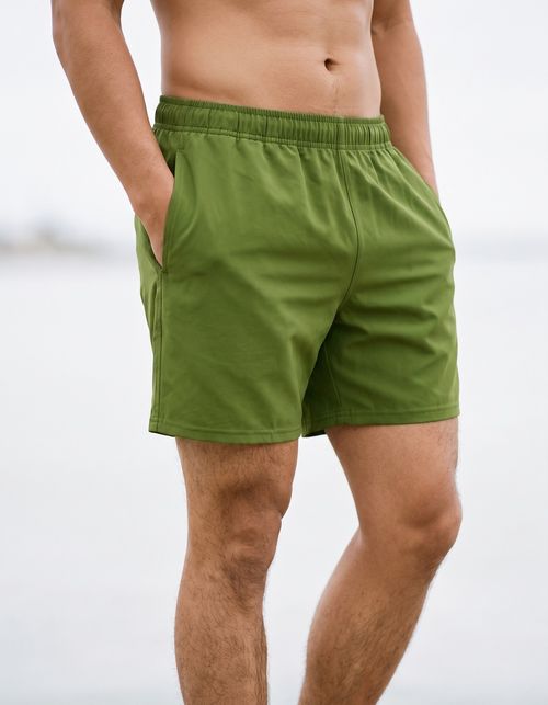 Avocado Green Men's Swim Trunks
