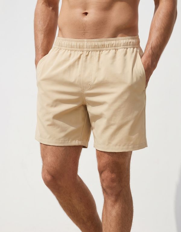 Men's Swim Trunks in Beige