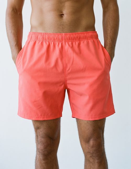Neon Coral Men's Swim Trunks