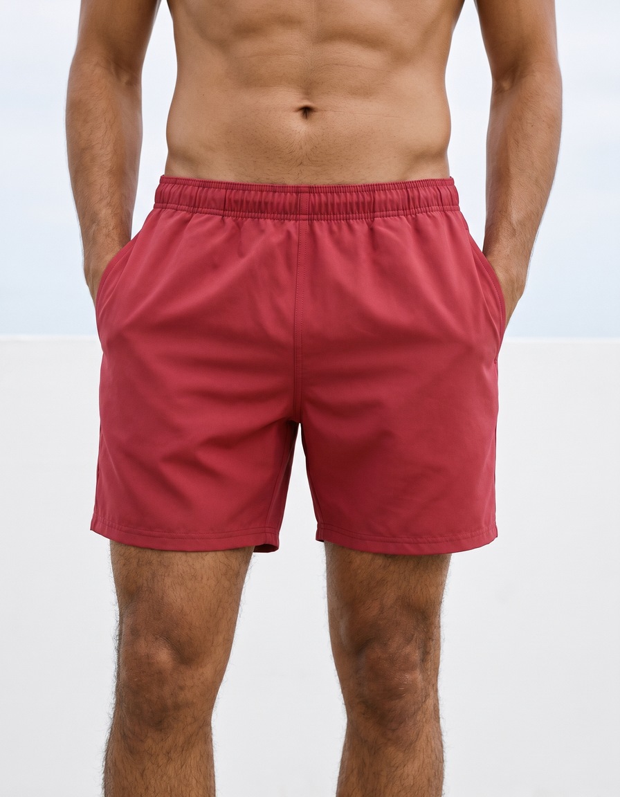 Swim trunks in Pomegranate