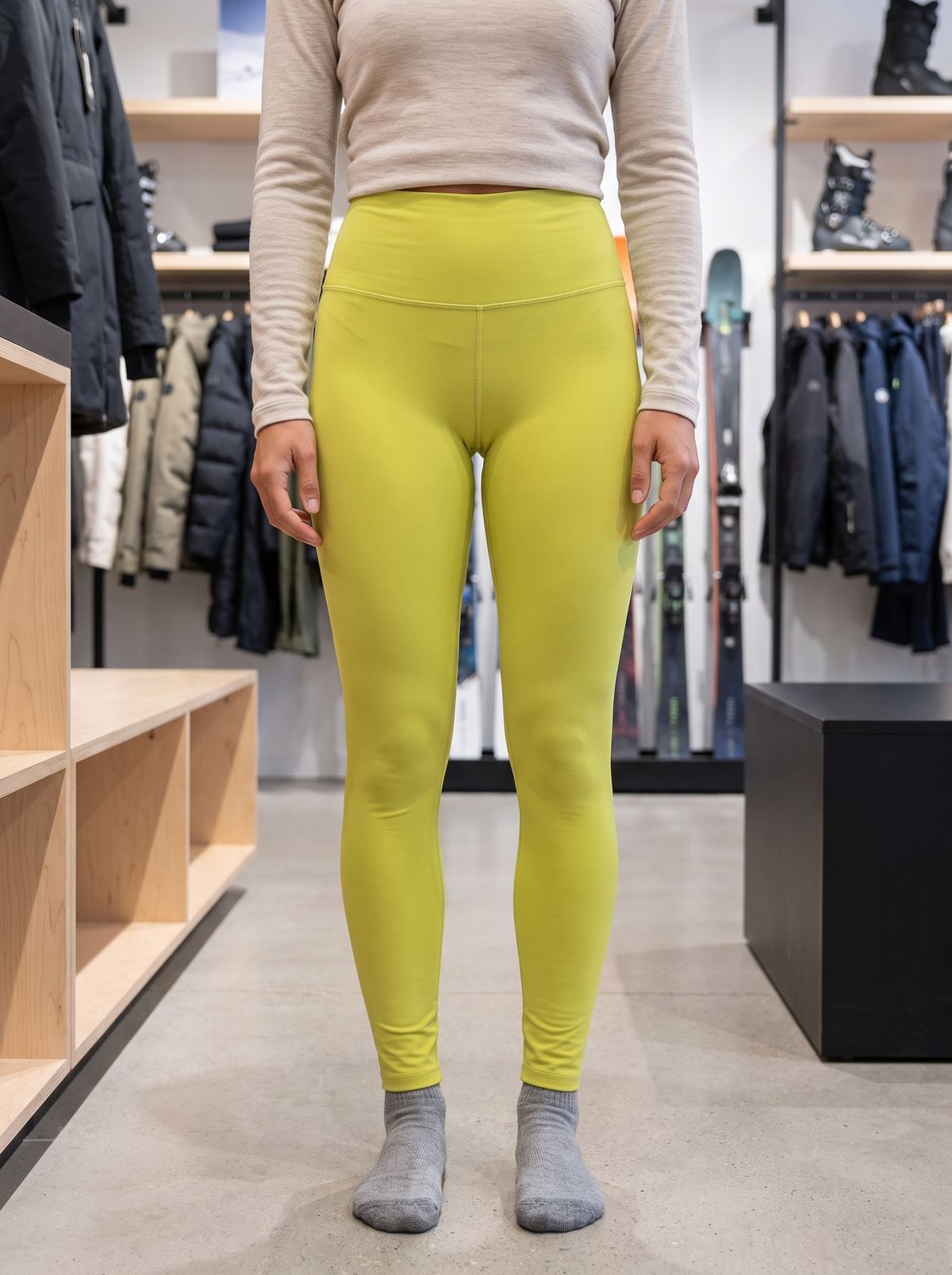 Runway Chartreuse Base Layer Bottoms High-Rise Leggings — Lolekai