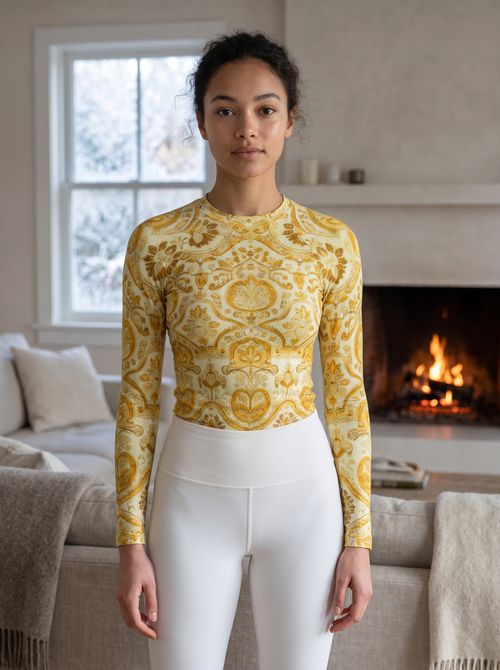 Yellow Rangoli Base Layer Women's Rashguard — Lolekai