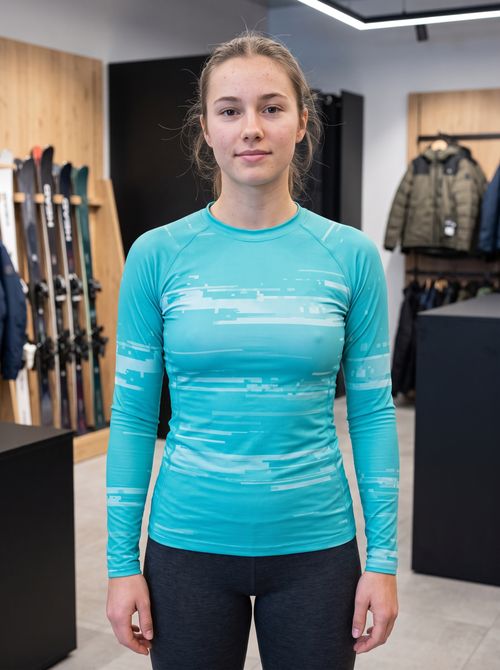 Turquoise Mosaic Base Layer Top women's base layer tops