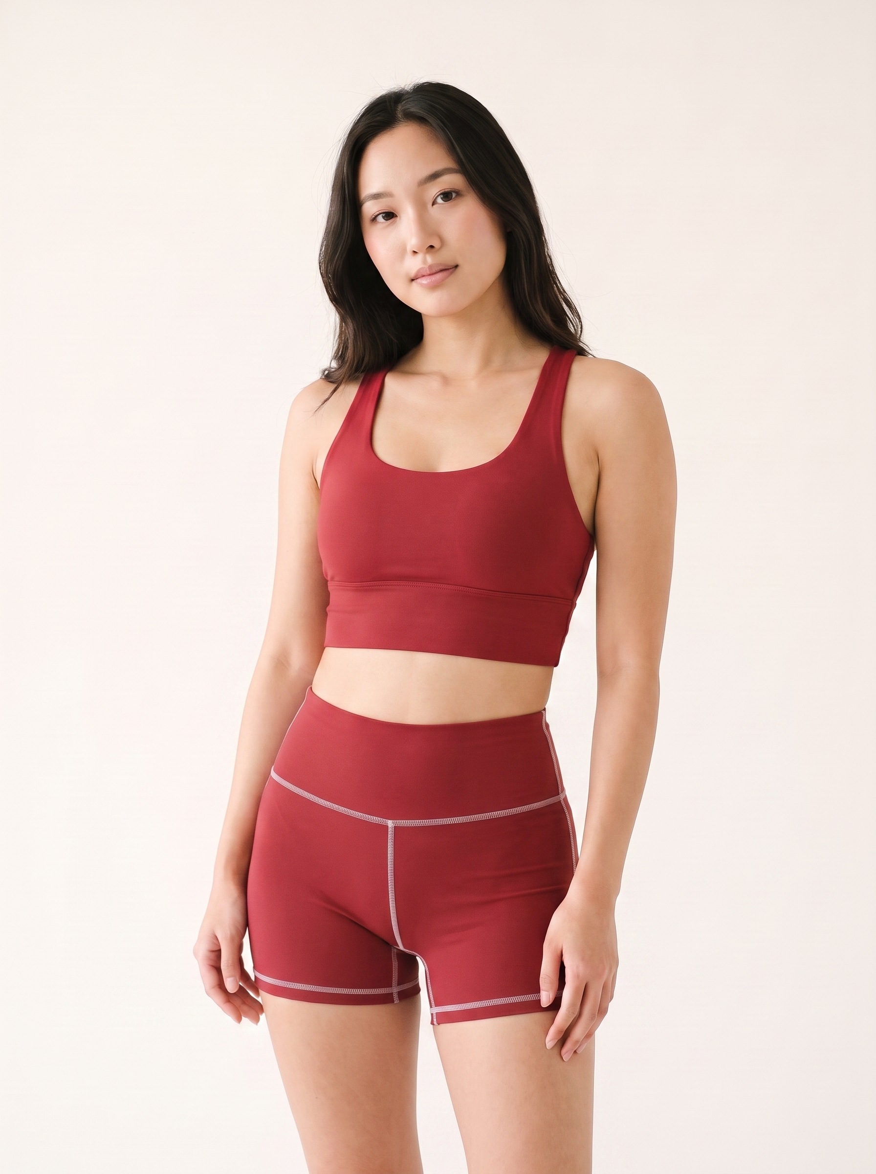 Longline Sports Bra in Alizarin