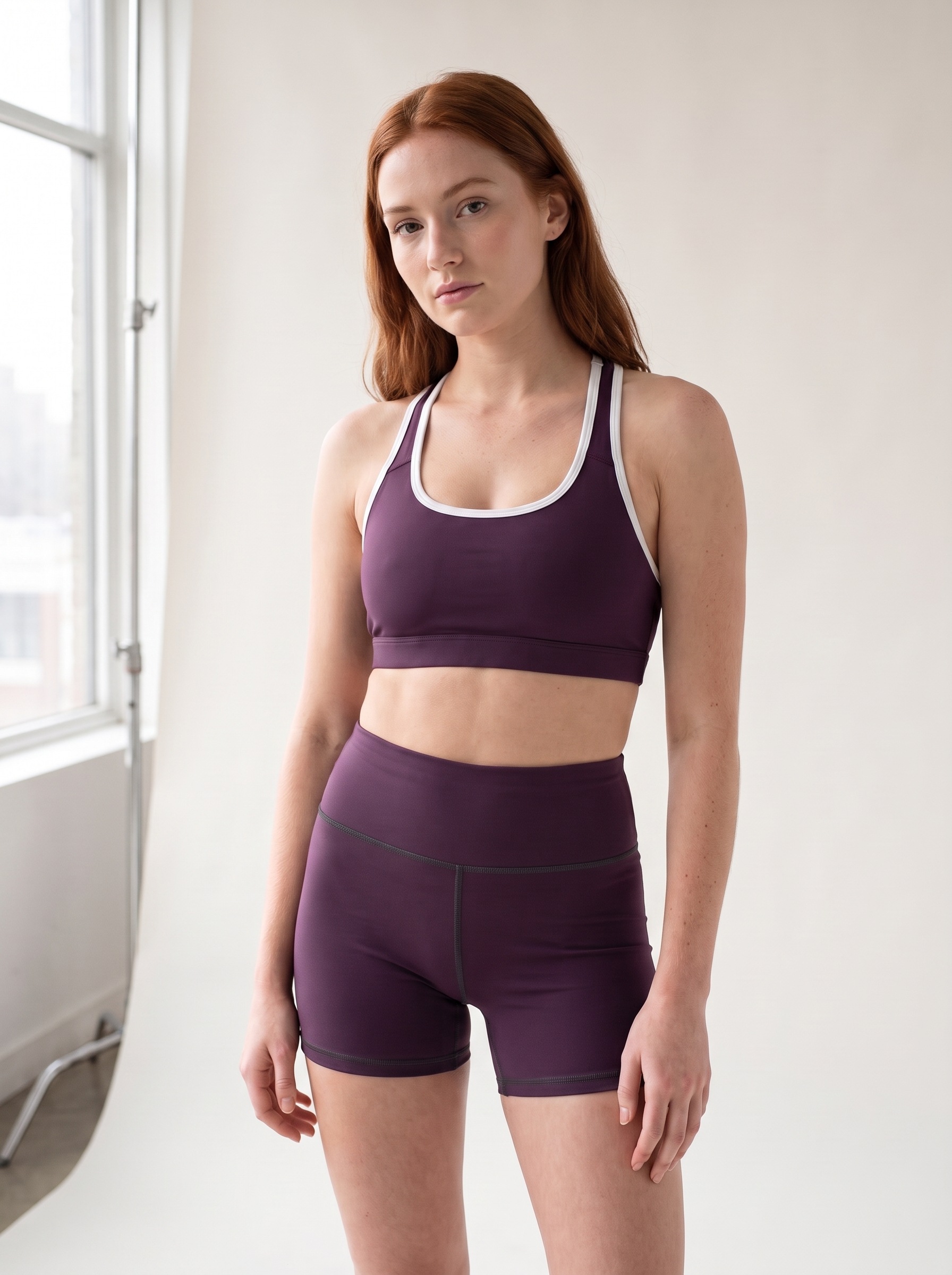 Yoga Shorts in Aubergine