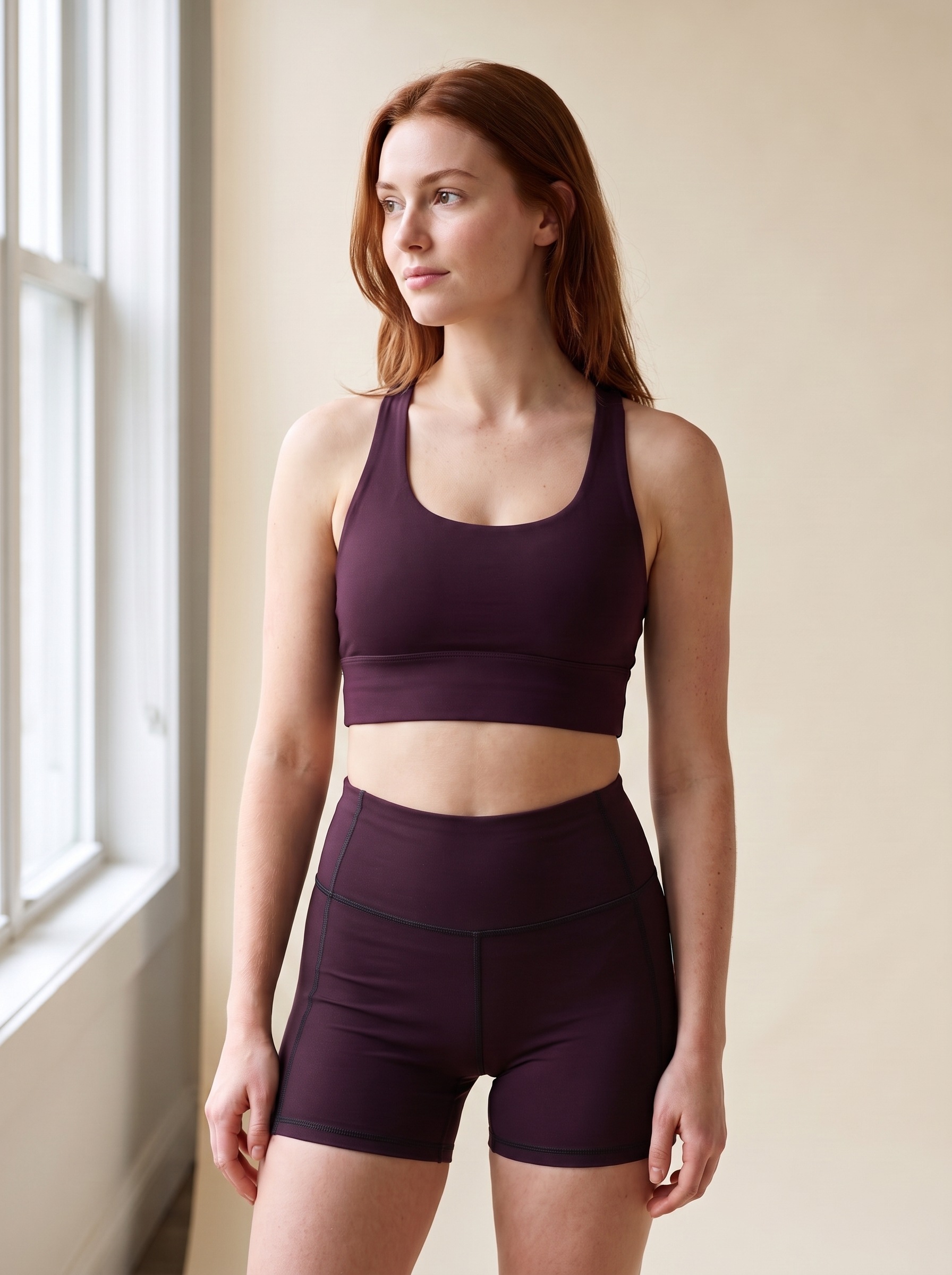 Longline Sports Bra in Aubergine