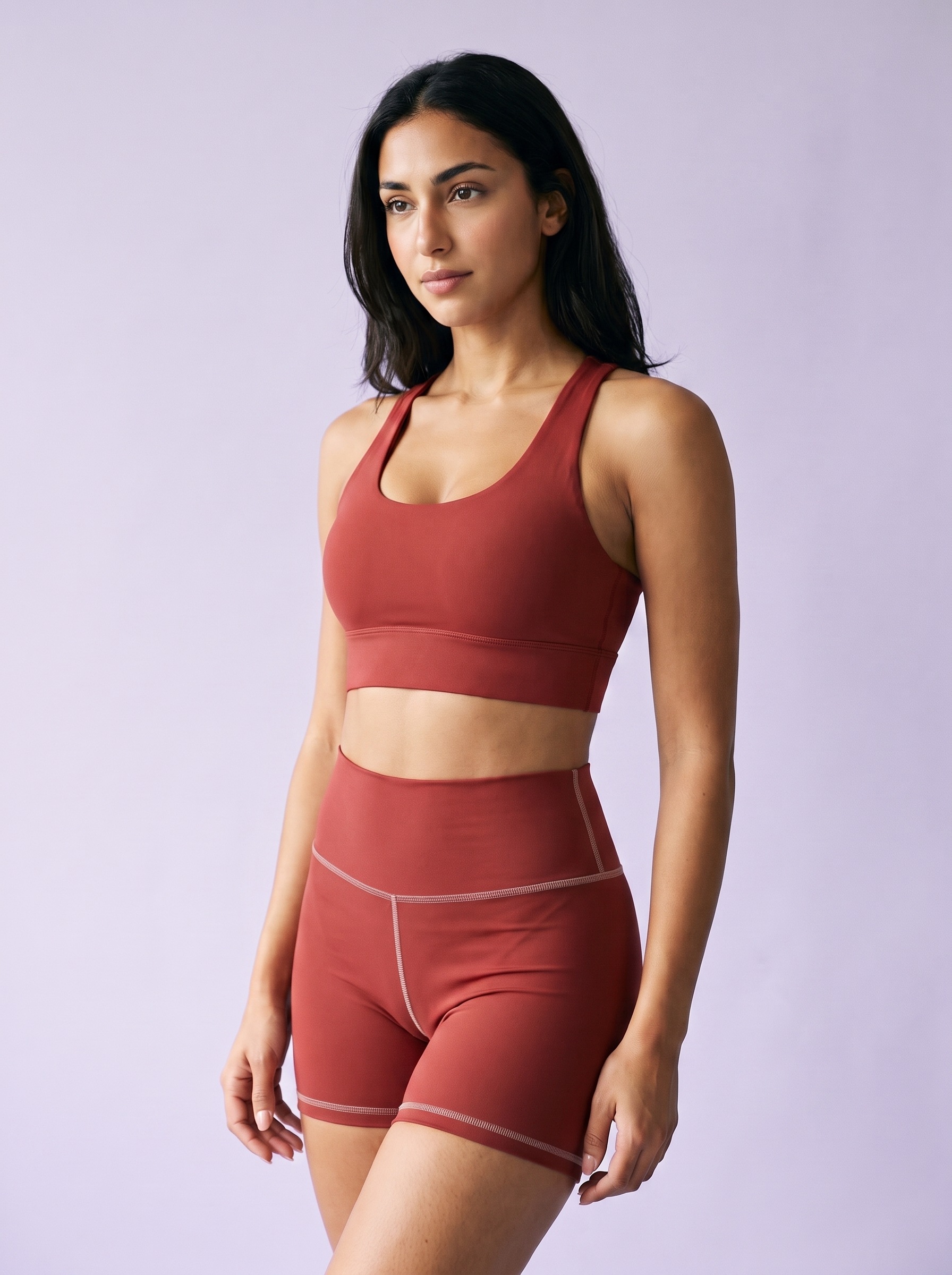 Longline Sports Bra in Brick