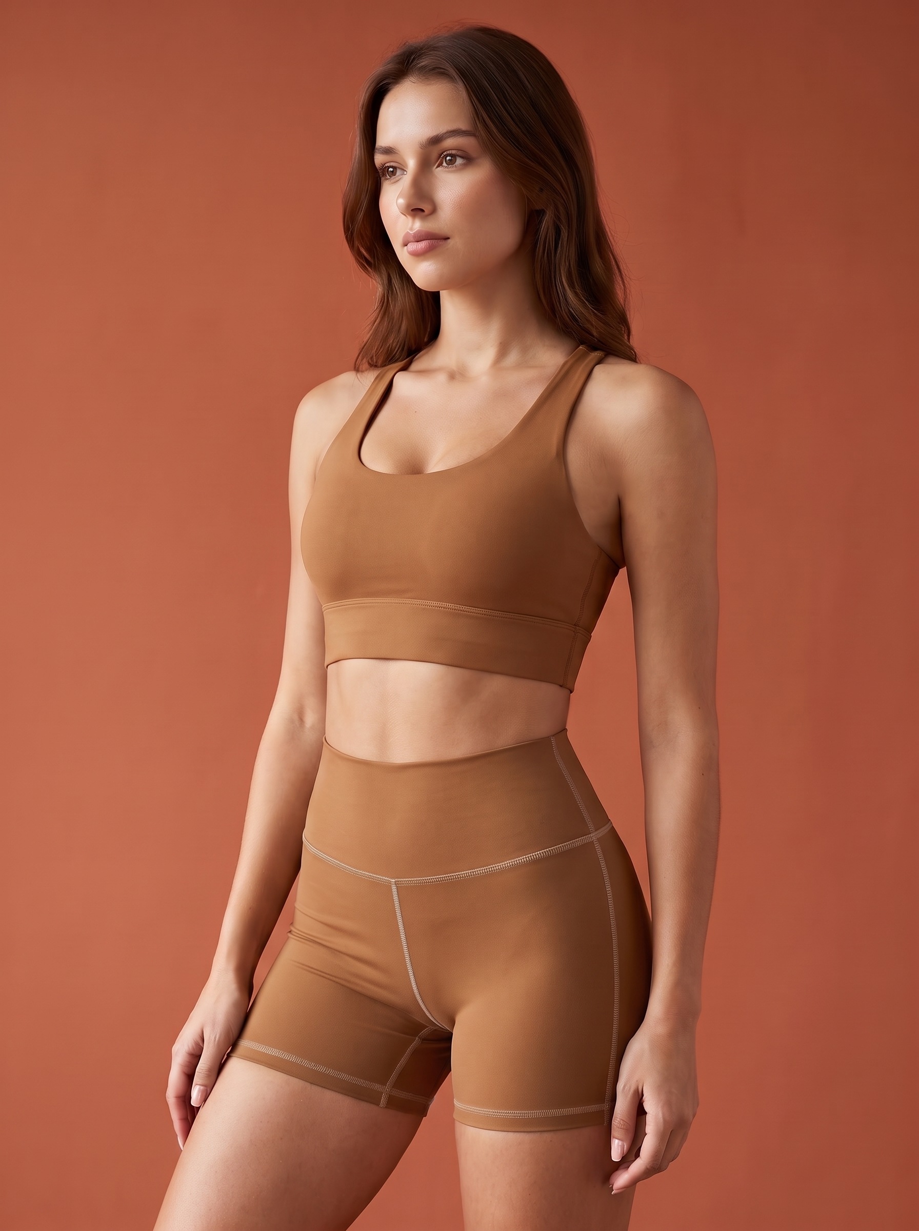 Longline Sports Bra in Bronze