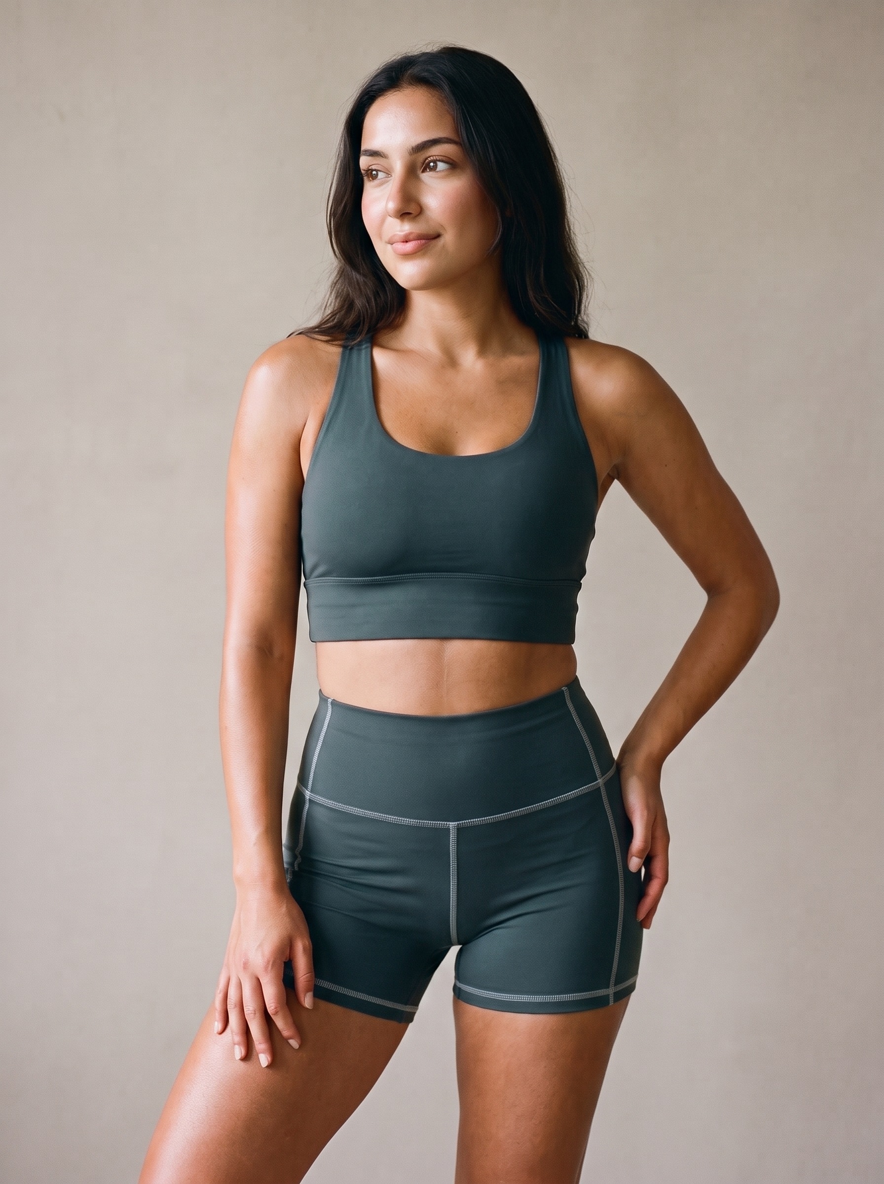 Longline Sports Bra in Charcoal