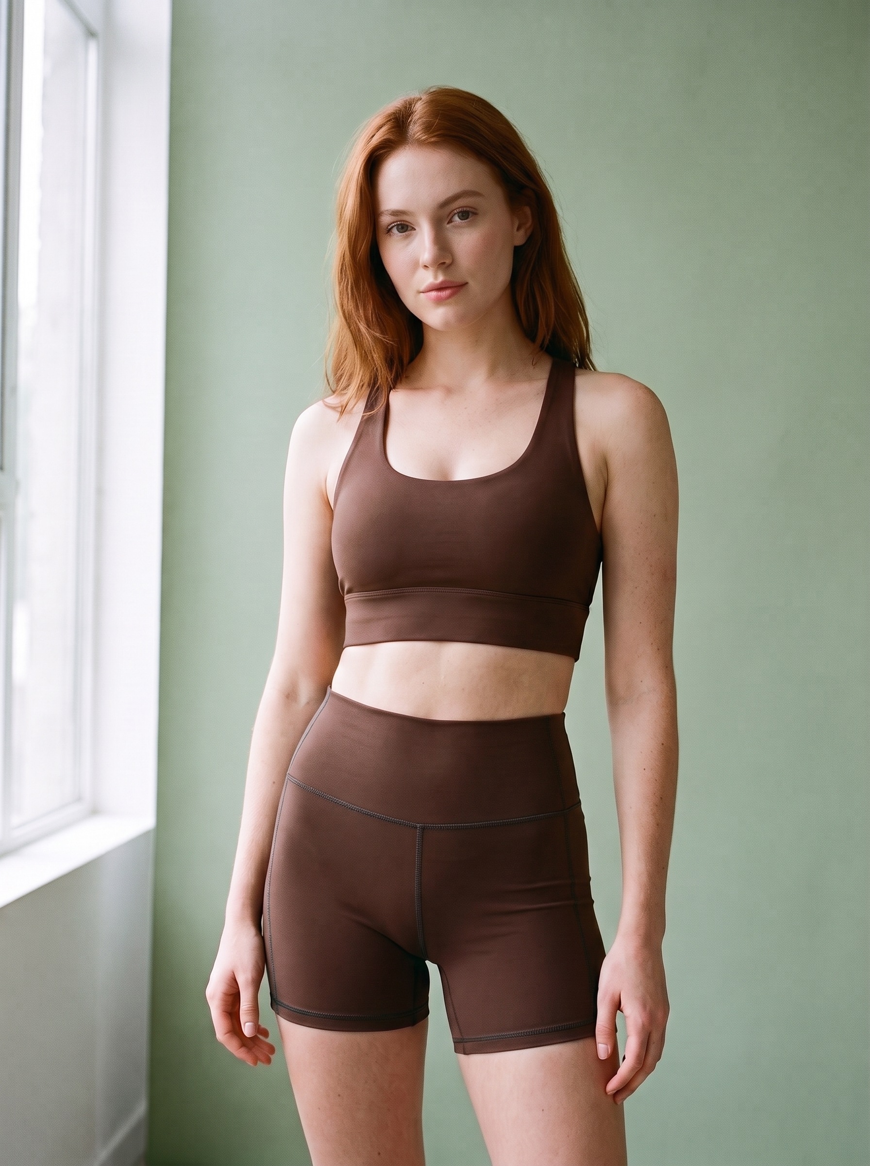 Longline Sports Bra in Chocolate