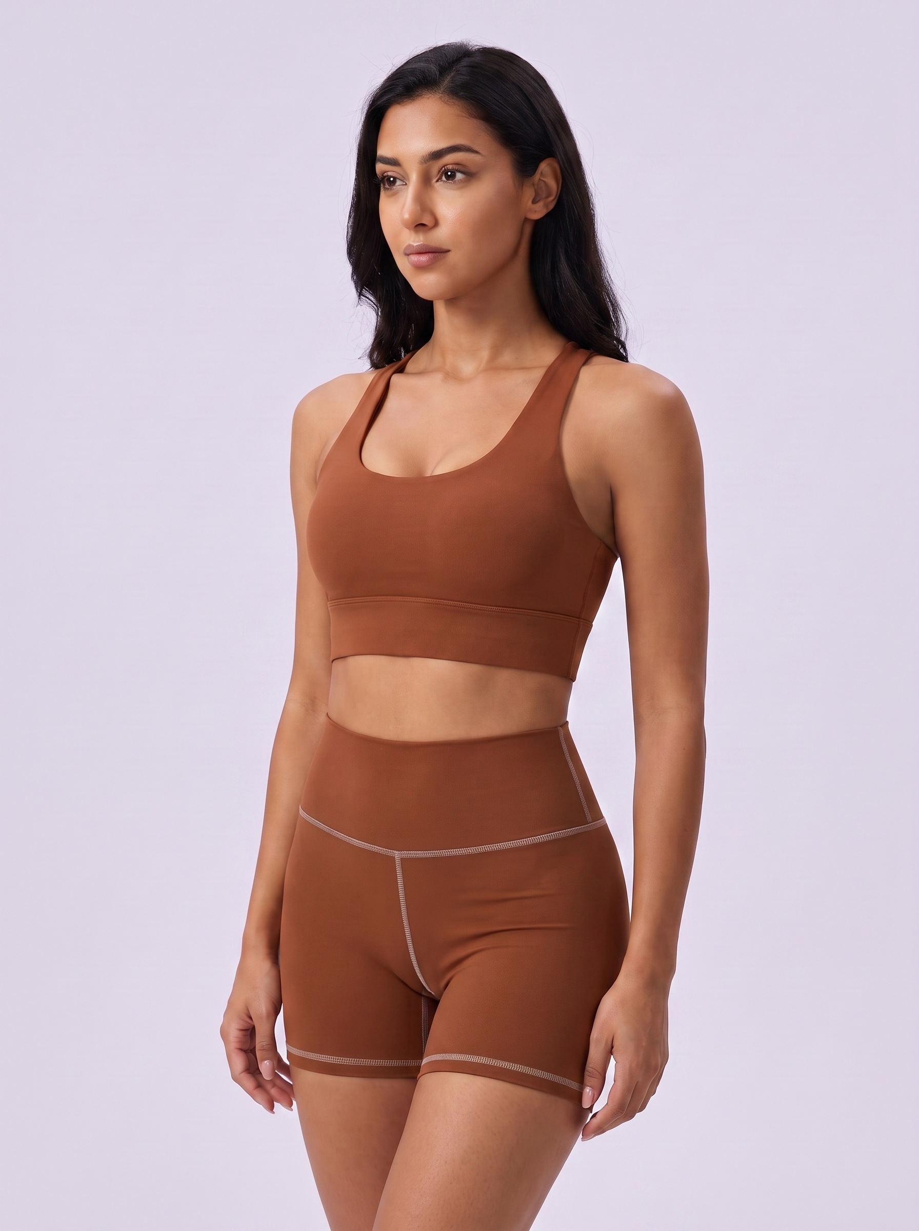 Longline Sports Bra in Cinnamon