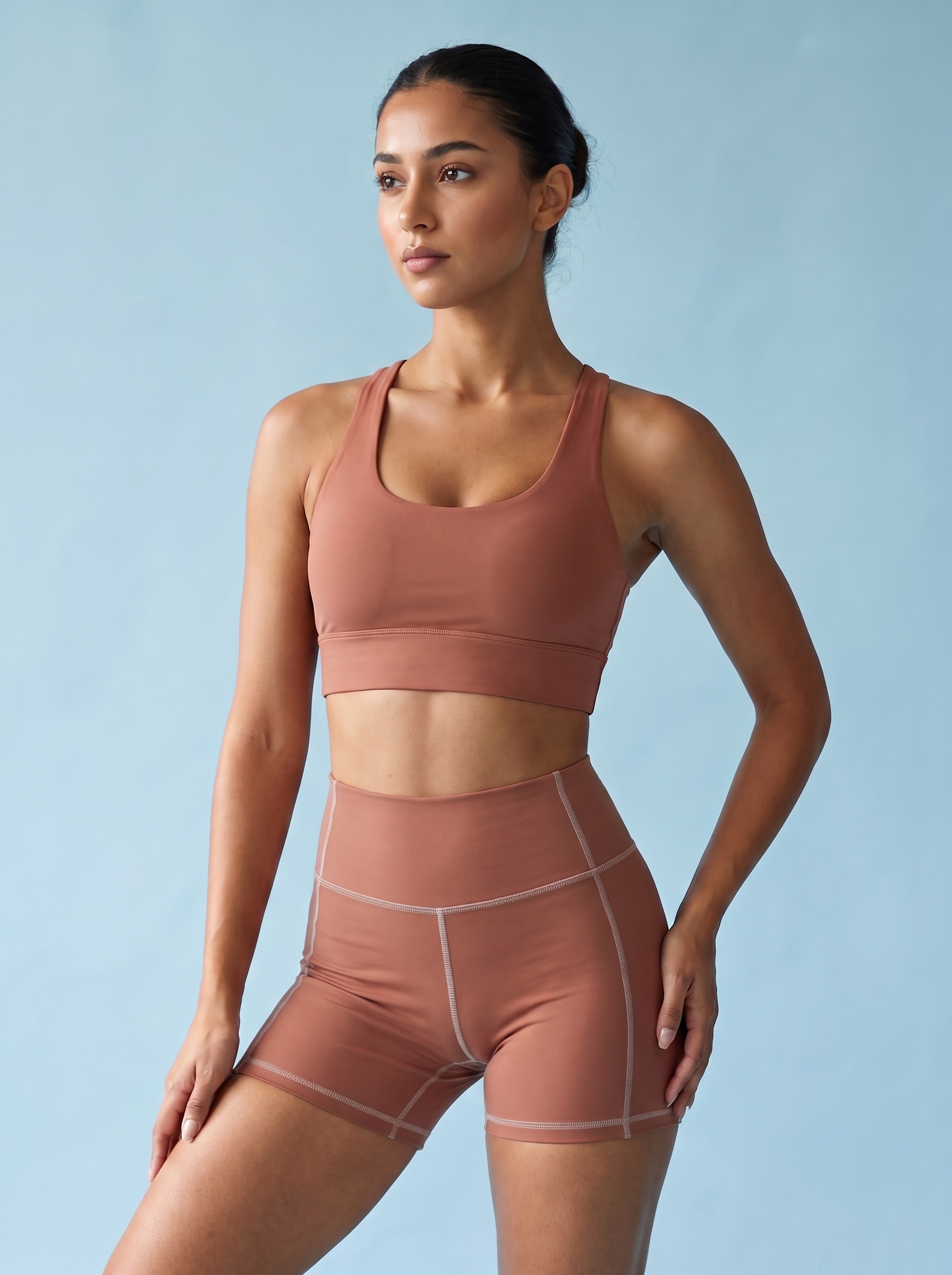 Longline Sports Bra in Clay