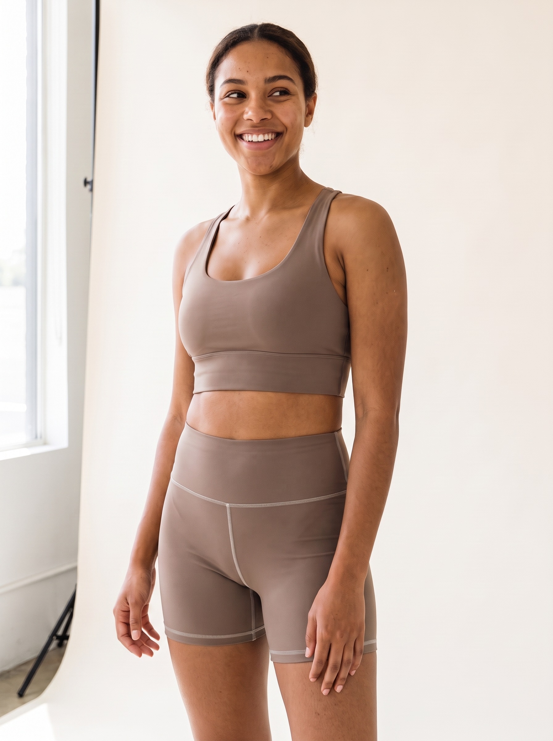 Longline Sports Bra in Driftwood