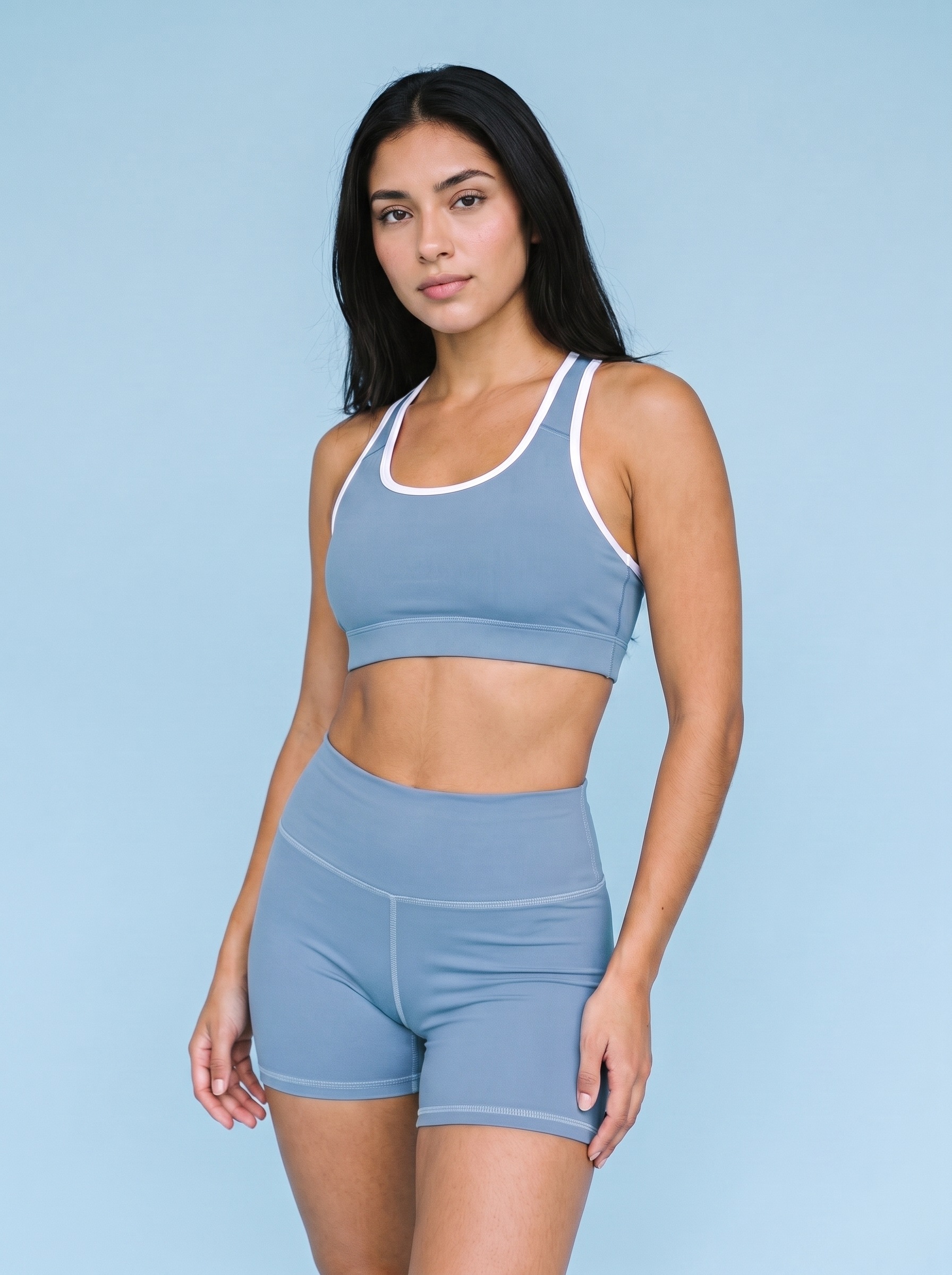 Yoga Shorts in Dusty Blue