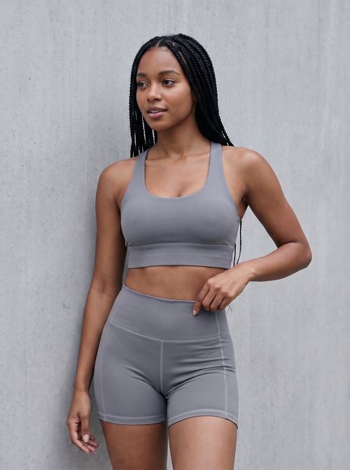 Gray Swim & Gym Bra Longline Sports Bra — Lolekai