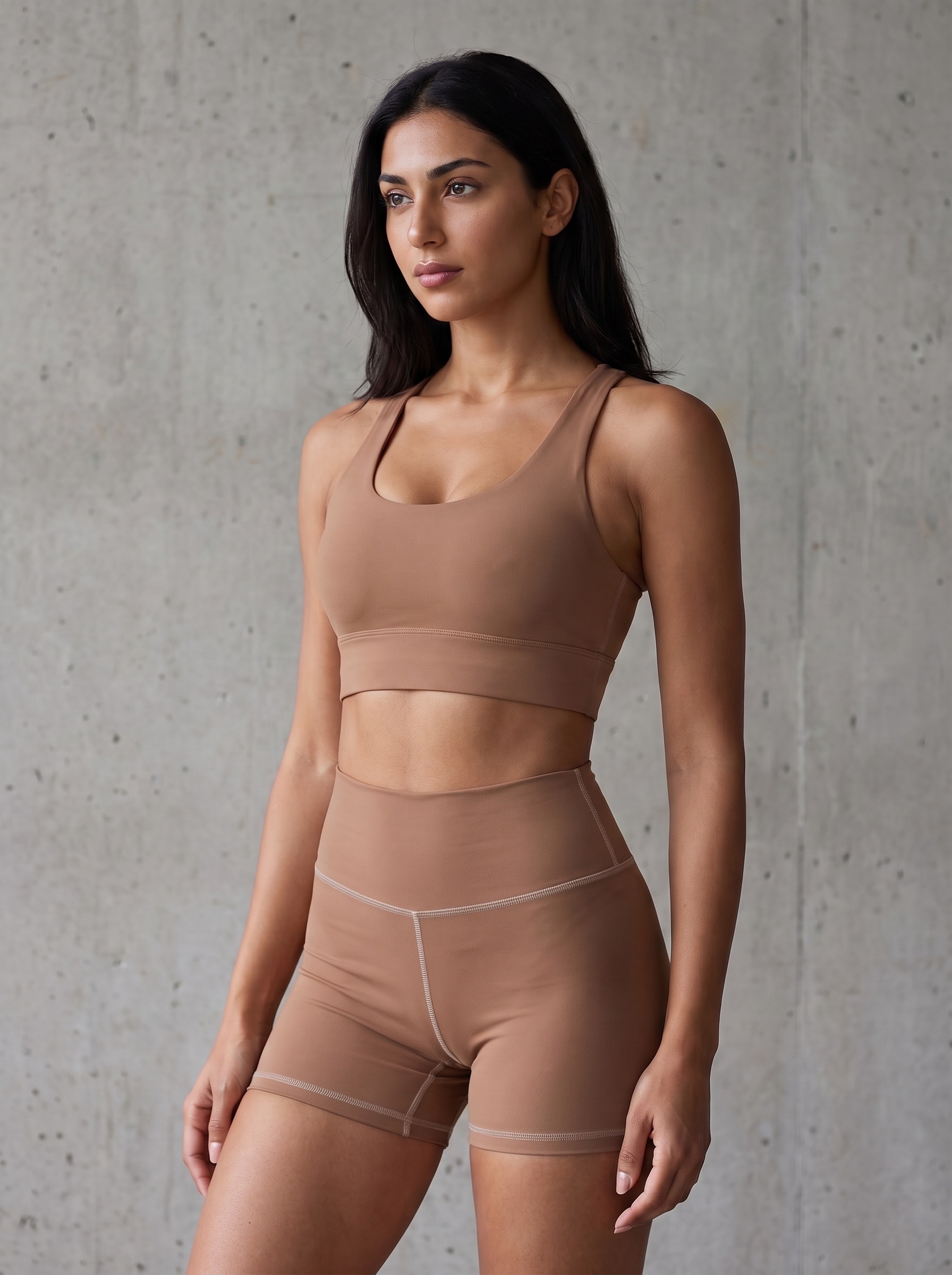 Longline Sports Bra in Hazelnut