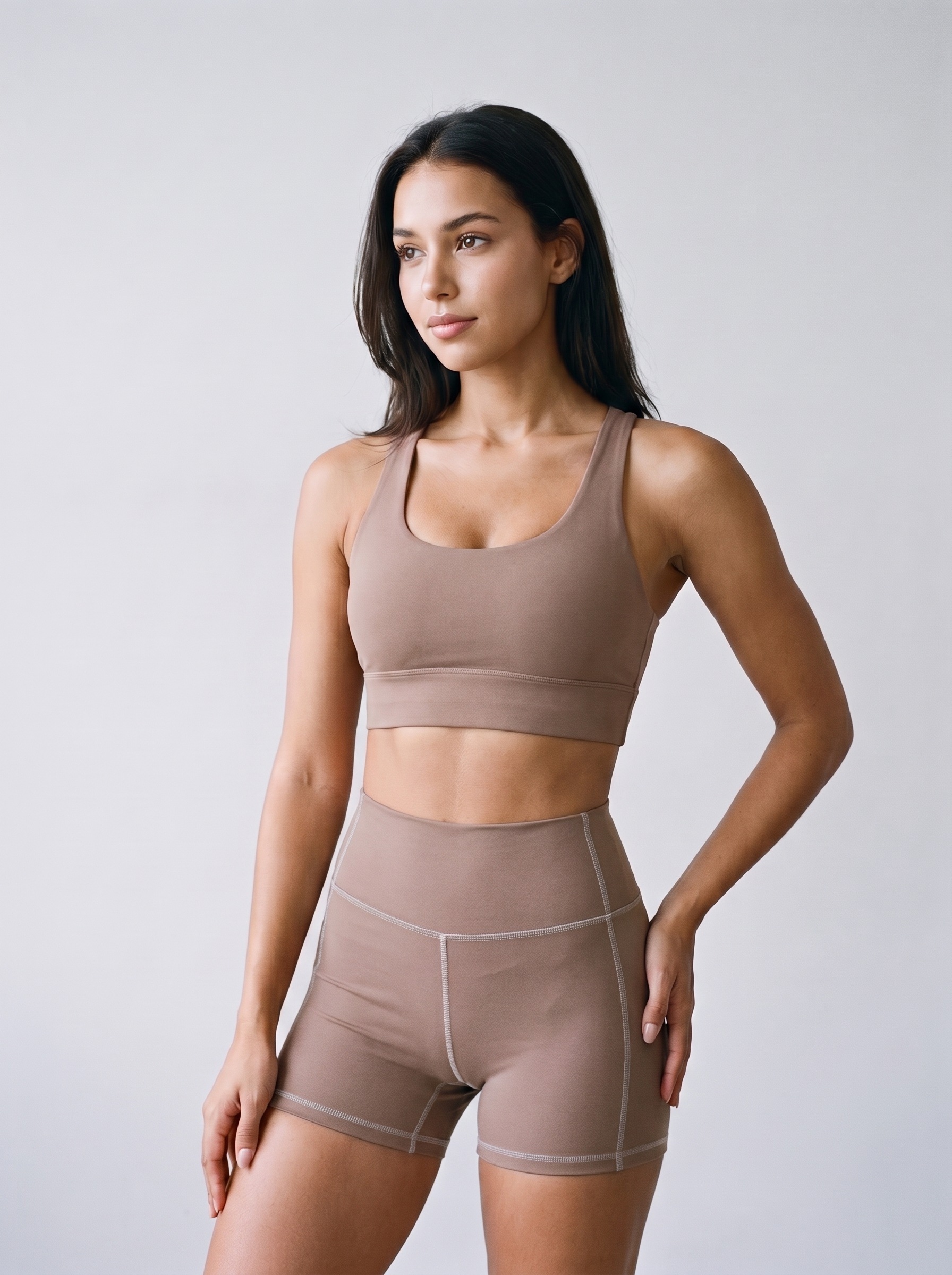 Longline Sports Bra in Jute