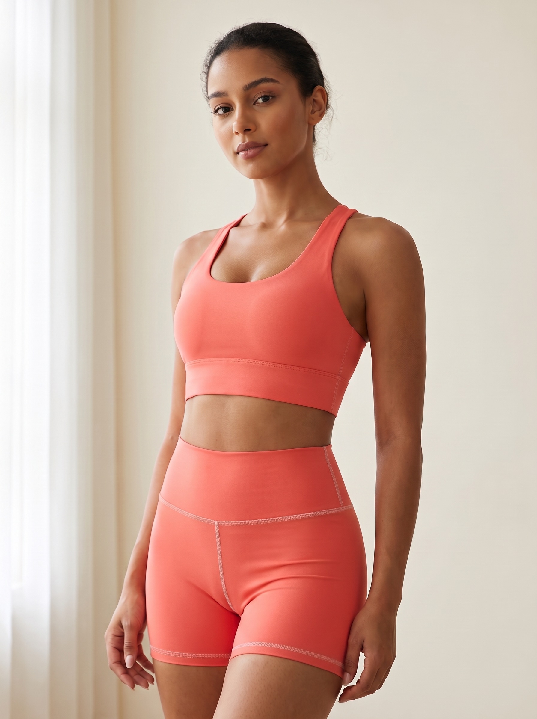 Longline Sports Bra in Living Coral