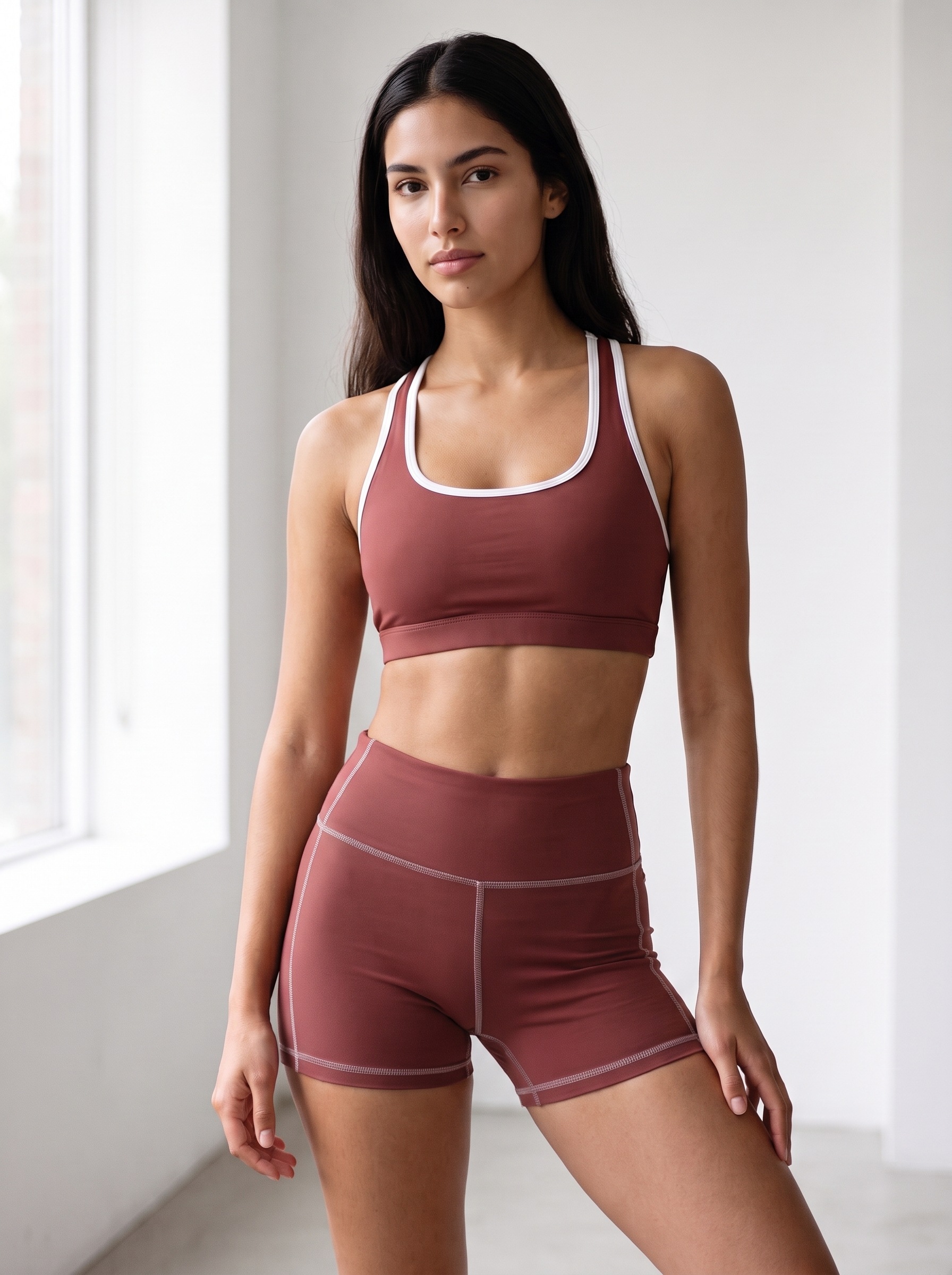 Yoga Shorts in Marsala