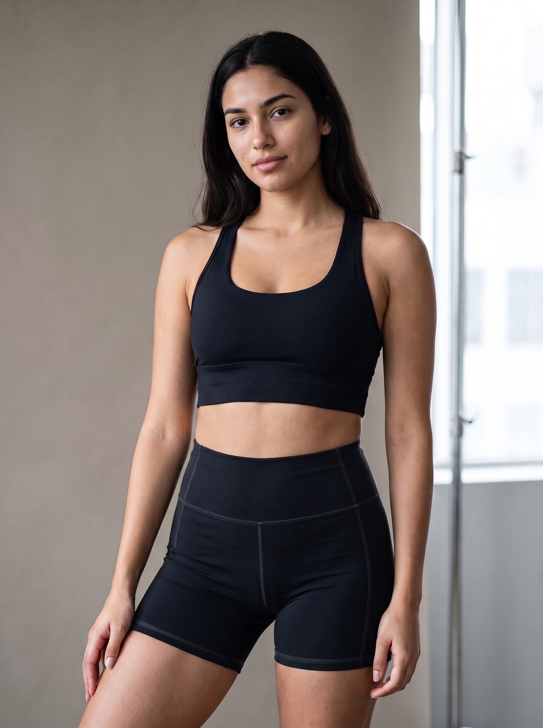 Longline Sports Bra in Midnight Black